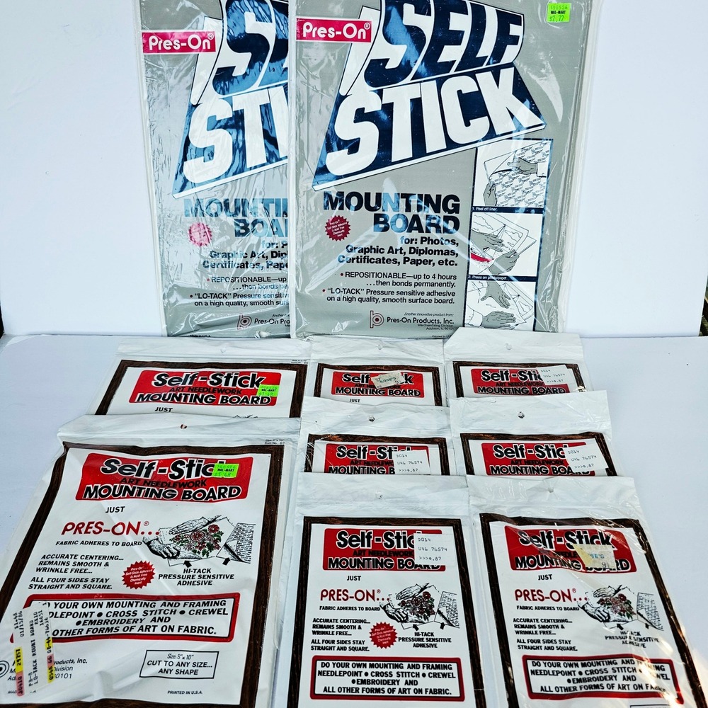 Vintage Pres-On Self-Stick Mounting Board Lot 10pk Plus Extras Multi-Size Craft